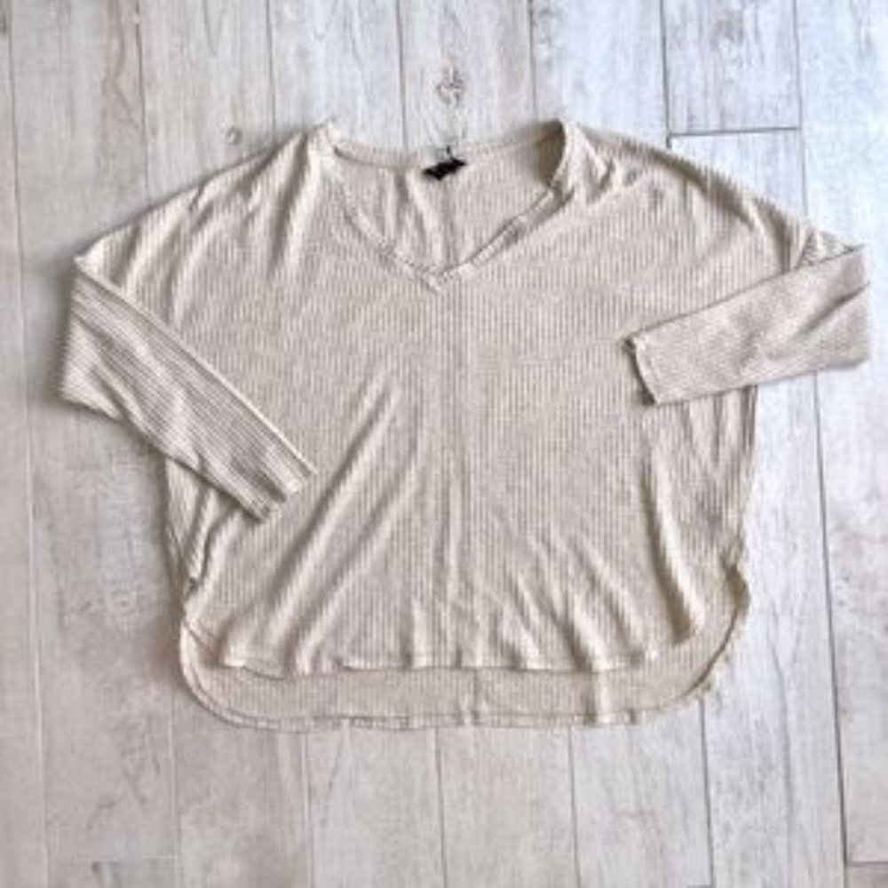 Urban Outfitters | Out From Under | Oversized 3/4 Sleeve Waffle Shirt Cream